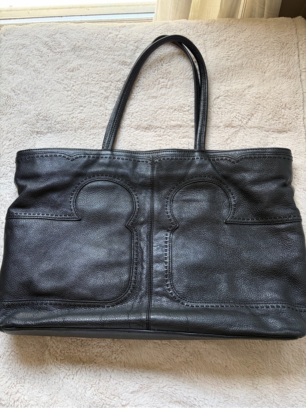 Tory Burch black leather tote